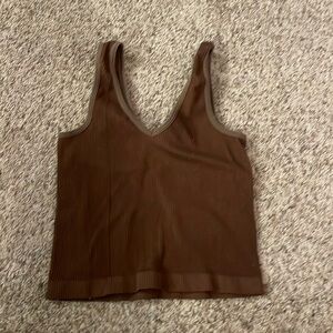 Brown ribbed tank top